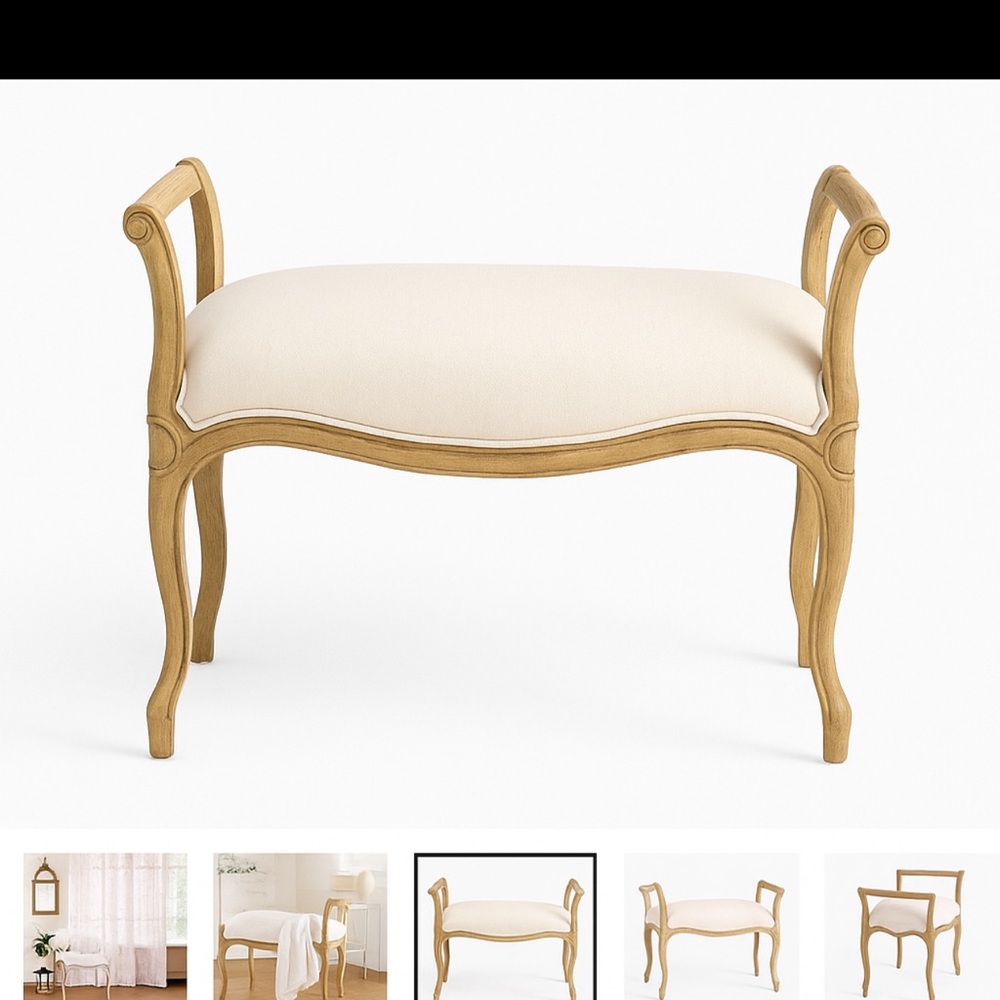 NIB LoveShackFancy x Pottery Barn Ivory Ottoman Bench